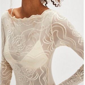 Free People Intimately Embroidered Mesh Body Suit - Size M - NWT